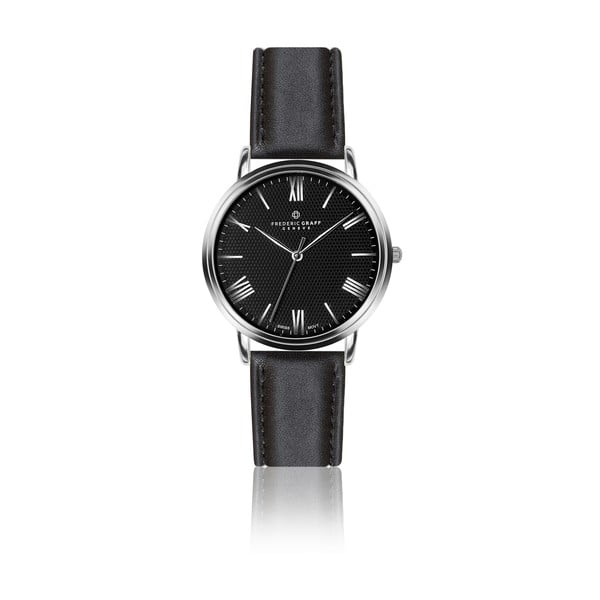 Pánske hodinky s čiernym remienkom z antikoro ocele s čiernym ciferníkom Frederic Graff Silver Weisshorn