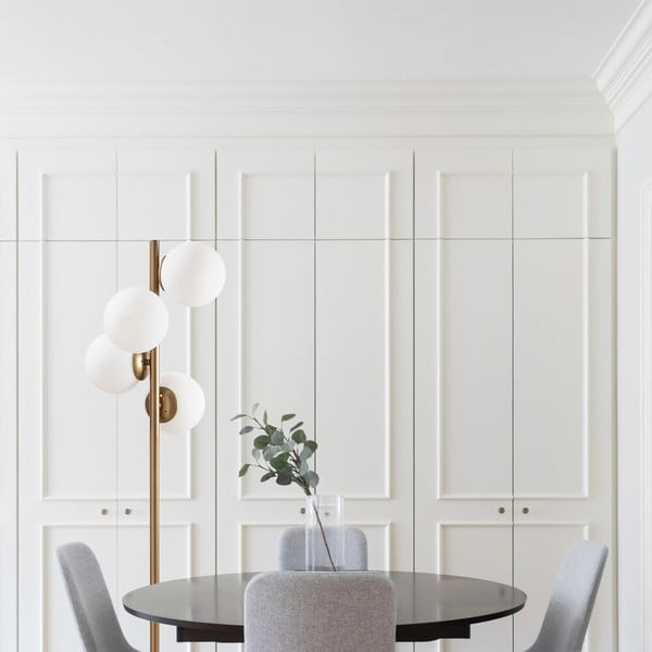 Stojacia lampa v čierno-zlatej farbe so skleneným tienidlom (výška 130 cm) Faze – Opviq lights-image-3