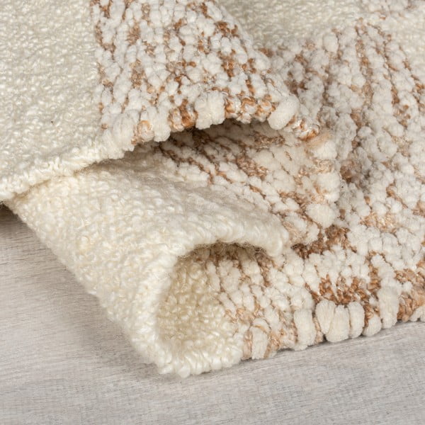 Krémový/v prírodnej farbe ručne tkaný koberec s prímesou vlny 160x230 cm Eric Checkboard – Flair Rugs-image-2