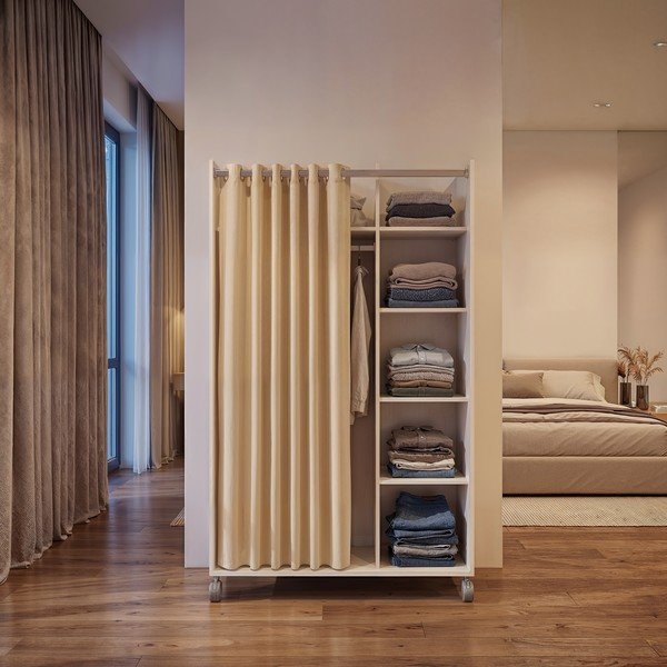 Bielo-béžová šatníková skriňa 100x160 cm Kit – Tvilum-image-1