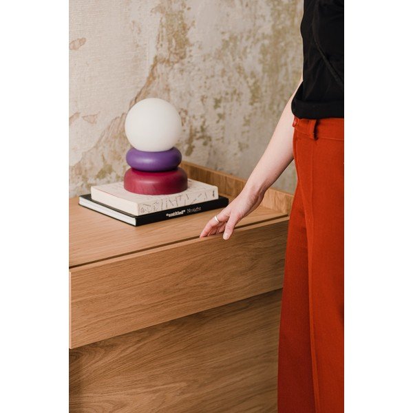 Červená/fialová stolová lampa z masívneho dreva so skleneným tienidlom (výška  24 cm) Otem – noo.ma-image-3