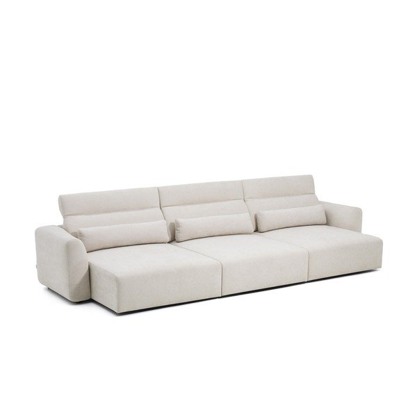 Béžová ženilková polohovacia pohovka s leňoškou 410 cm Lares – Kave Home-image-2