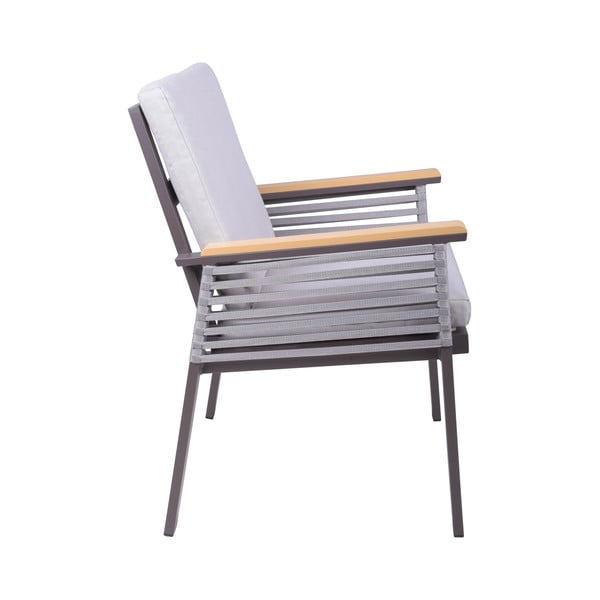 Svetlosivé kovové záhradné kreslo Denia – Garden Pleasure-image-1