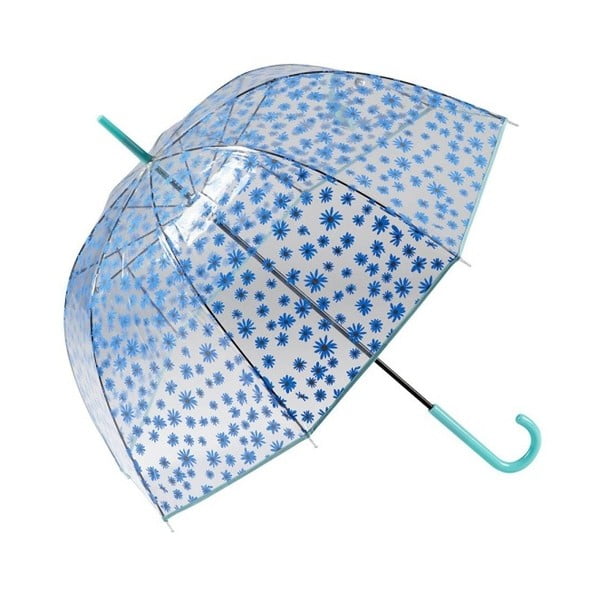 Transparentný dáždnik s modrými detailmi Birdcage Flowers, ⌀ 85 cm