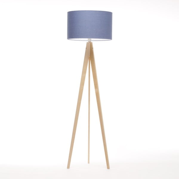 Modrá stojacia lampa 4room Artist, prírodná breza, 150 cm
