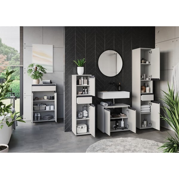 Sivá vysoká kúpeľňová skrinka 63x98 cm Lemont – Germania-image-4