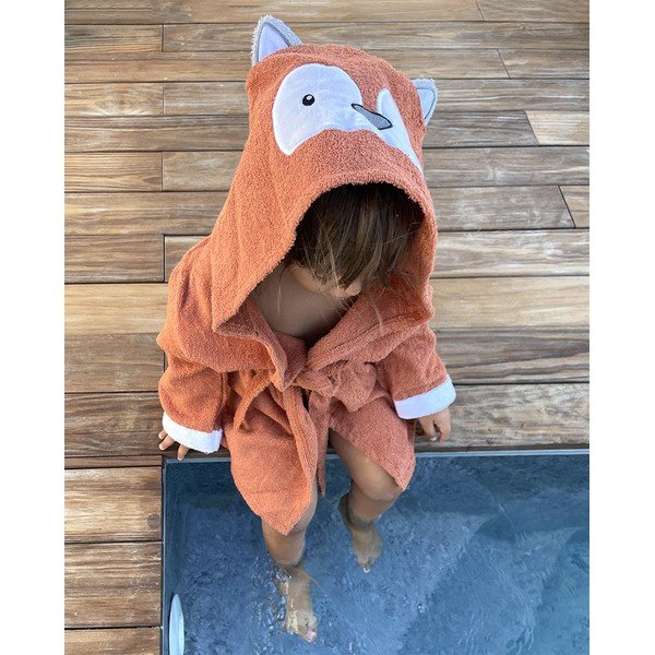 Oranžový bavlnený detský župan veľkosť L Fox - Rocket Baby-image-2