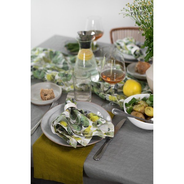 Zelené látkové tácky v súprave 4 ks Lotus – Linen Tales-image-3