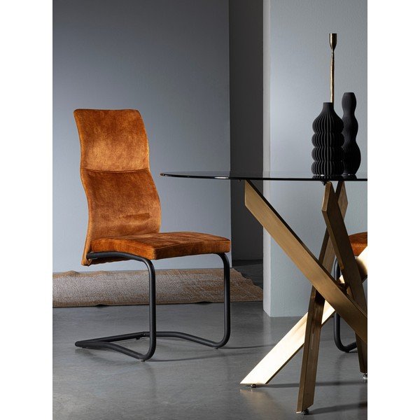 Koňakovohnedá čalúnená jedálenská stolička Thelma – Bizzotto-image-1