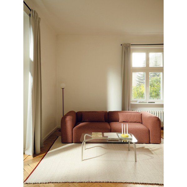 Červený/béžový ručne tkaný vlnený koberec 140x200 cm Lenu – noo.ma-image-1