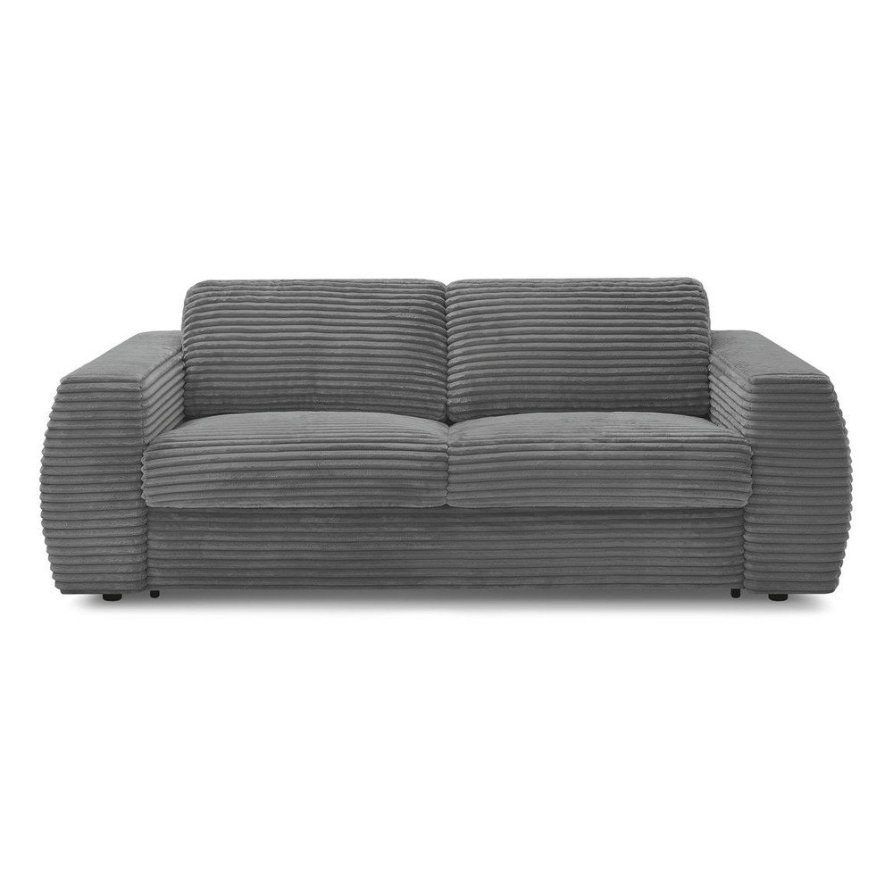 Tmavosivá menčestrová pohovka na každodenné spanie/rozkladacia 240 cm Hugo – Bobochic Paris