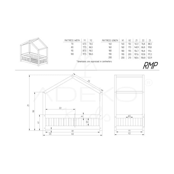 Domčeková detská posteľ z borovicového dreva v prírodnej farbe 80x200 cm Mila RMP – Adeko-image-4