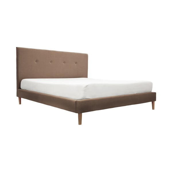 Tmavohnedá posteľ s prírodnými nohami Vivonita Kent, 140 × 200 cm