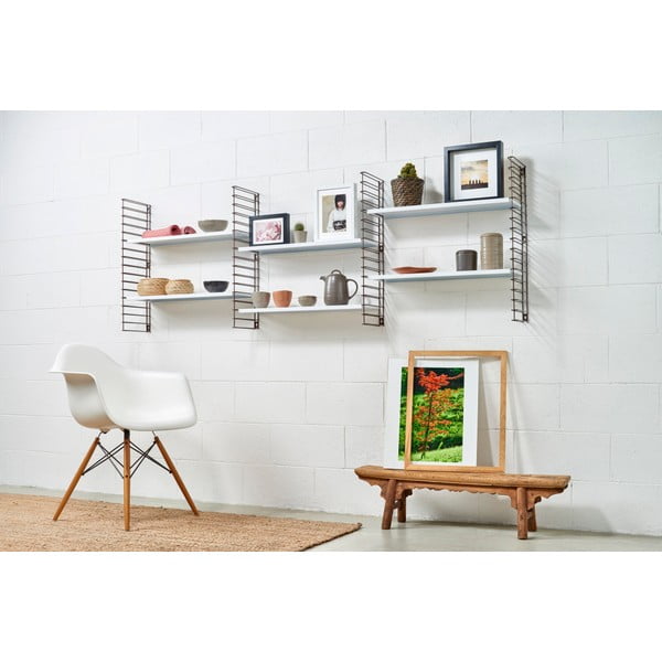 Trojposchodový regál s detailmi vo farbe medi s bielymi policami Metaltex Libro, šírka 70 cm-image-3