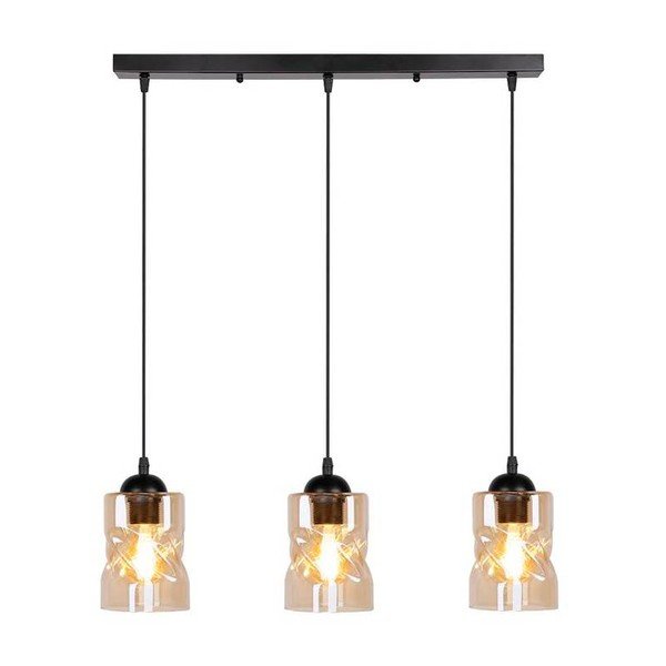 Čierne závesné svietidlo so skleneným tienidlom 10x62 cm Felis - Candellux Lighting-image-2