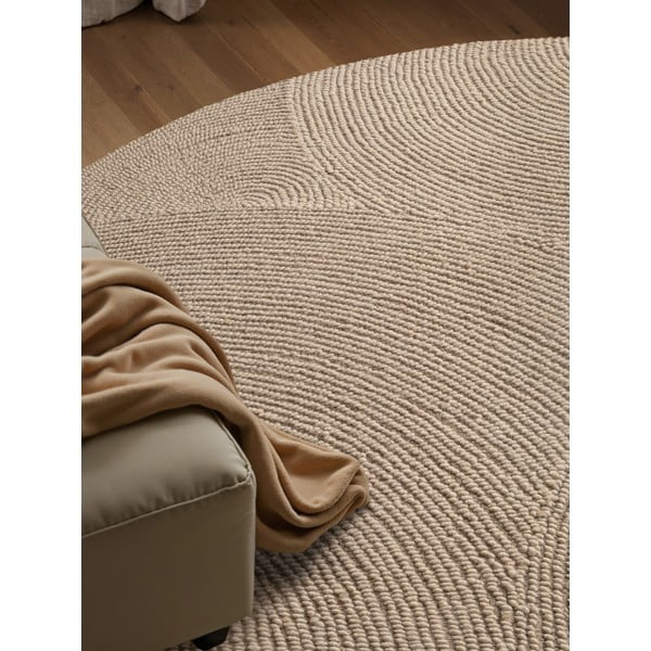 Béžový ručne tkaný vlnený okrúhly koberec ø 120 cm Eleni Light Beige – Hanse Home-image-3