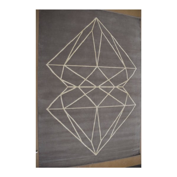 Sivý ručne tkaný vlnený koberec Linie Design Diamond, 200 × 300 cm