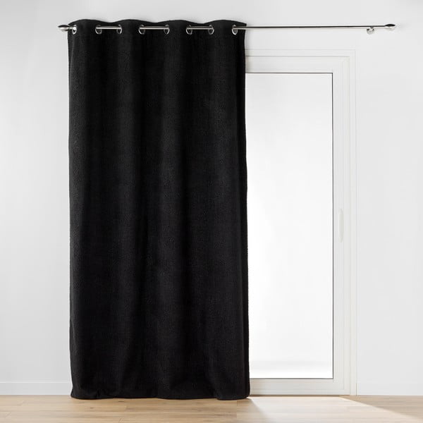 Čierny záves z materiálu buklé 140x240 cm Wooly – douceur d'intérieur
