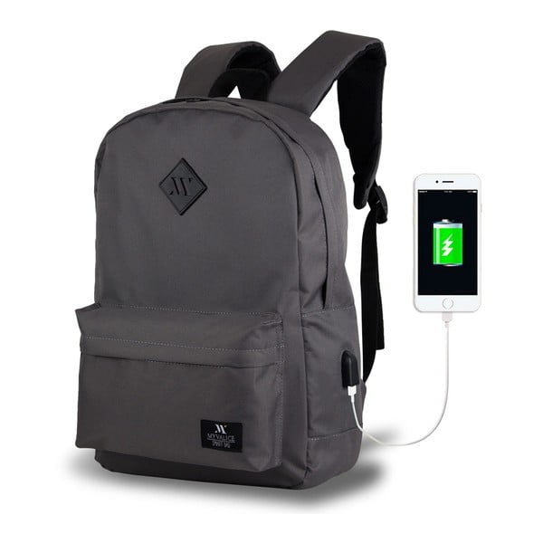 Sivý batoh s USB portom My Valice SPECTA Smart Bag