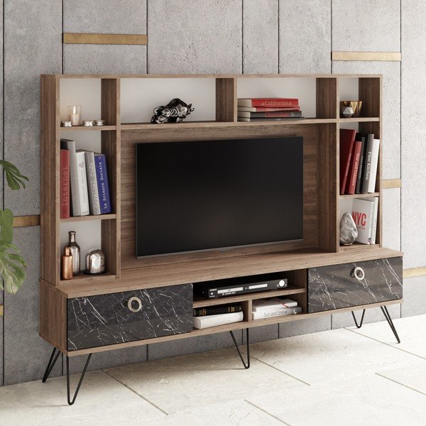 Sivo-hnedá TV súprava v dekore orecha 180x136 cm Lorenz - Kalune Design-image-1