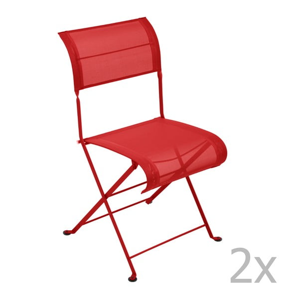 Sada 2 červených skladacích stoličiek Fermob Dune