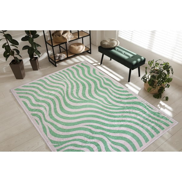 Zelený prateľný koberec 60x100 cm Green Zebra – Vitaus-image-1