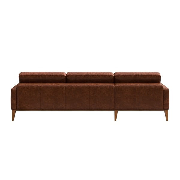 Červenohnedá kožená rohová pohovka MESONICA Musso Tufted, pravý roh-image-3