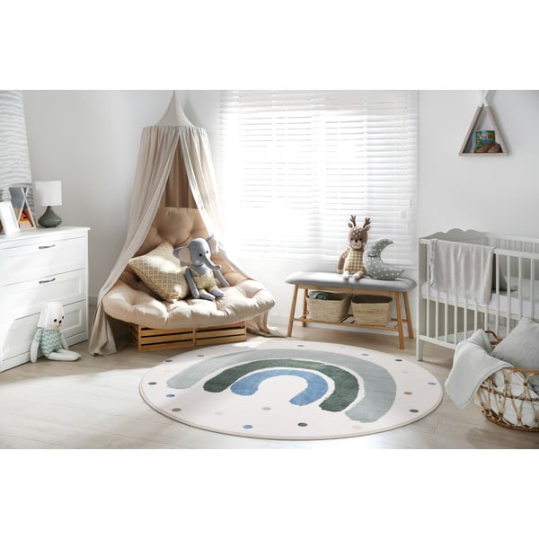 Zelený/slonovinový detský koberec ø100 cm Joyful Mint – FD-image-1