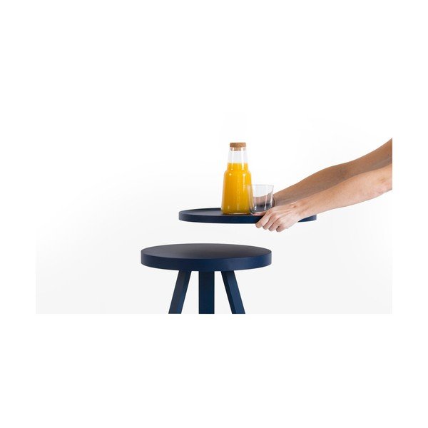 Modrý odkladací stolík z jaseňového dreva s podnosom Woodendot Batea Small-image-2