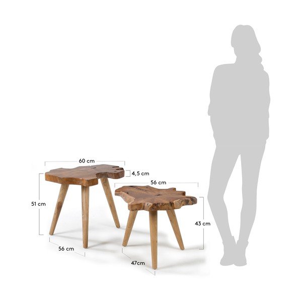 Odkladacie stolíky v súprave 2 ks z tíkového dreva 50x60 cm Hattie – Kave Home-image-3