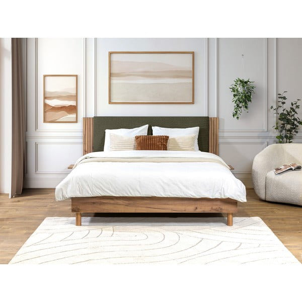 Zelená dvojlôžková posteľ s roštom 140x190 cm Lior – Bobochic Paris-image-2