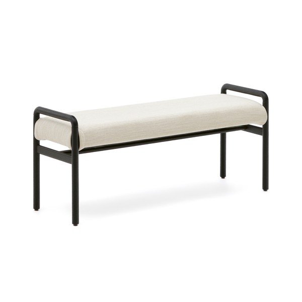 Čierna/krémová ženilková lavica Macaret – Kave Home-image-2