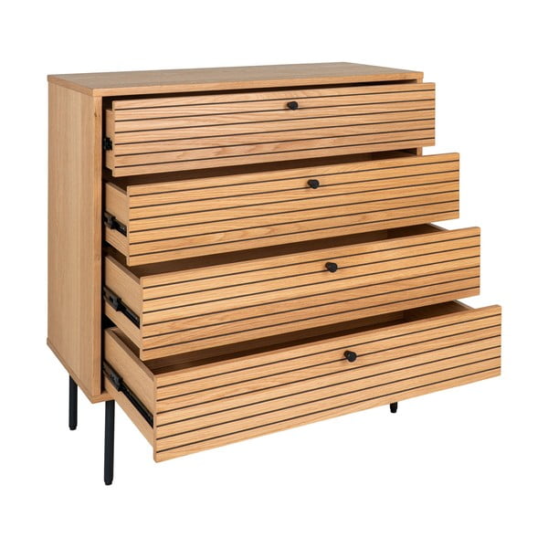 Vysoká komoda v dekore duba v prírodnej farbe 80x85 cm Kyoto – House Nordic-image-2