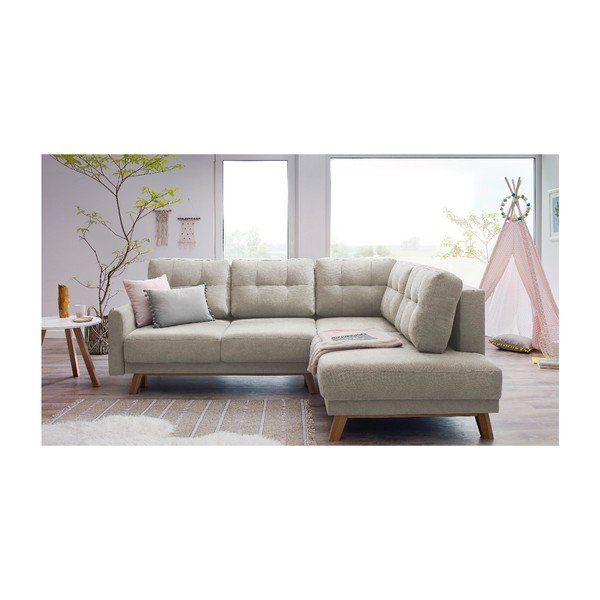 Béžová rozkladacia rohová pohovka Bobochic Paris Balio, pravý roh, 244 cm-image-3
