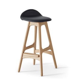 Čierna/prírodná kožená otočná barová stolička 79 cm Buck – Hammel Furniture