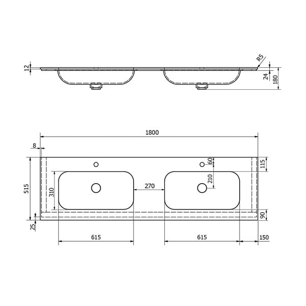 Biele dvojumývadlo z umelého kameňa 180x51,5 cm Aruba – Sapho-image-4