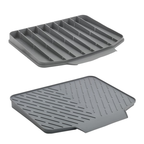 Sivá plastová odkvapkávacia podložka na riad 40x33 cm Gravity – Metaltex-image-4