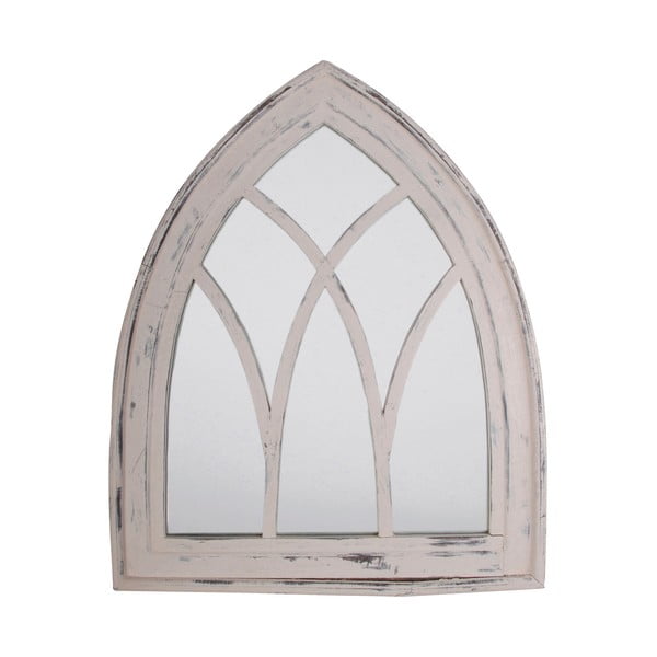 Biele zrkadlo s rámom z borovicového dreva Esschert Design, výška 80 cm