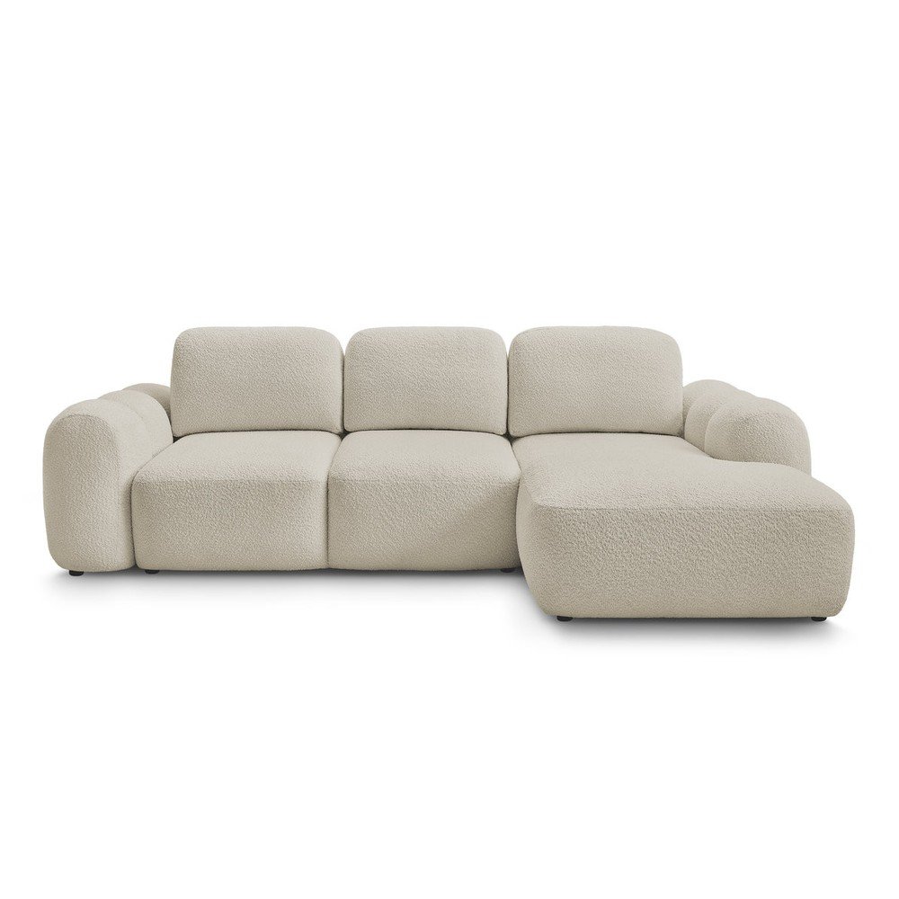 Béžová rozkladacia/s úložným priestorom rohová pohovka z textílie buklé (pravý roh/s leňoškou) Montaigne – Bobochic Paris