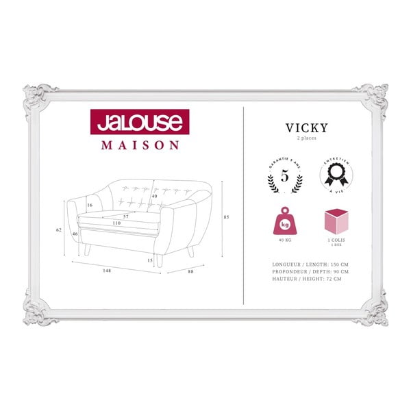 Sivohnedá dvojmiestna pohovka Jalouse Maison Vicky-image-4