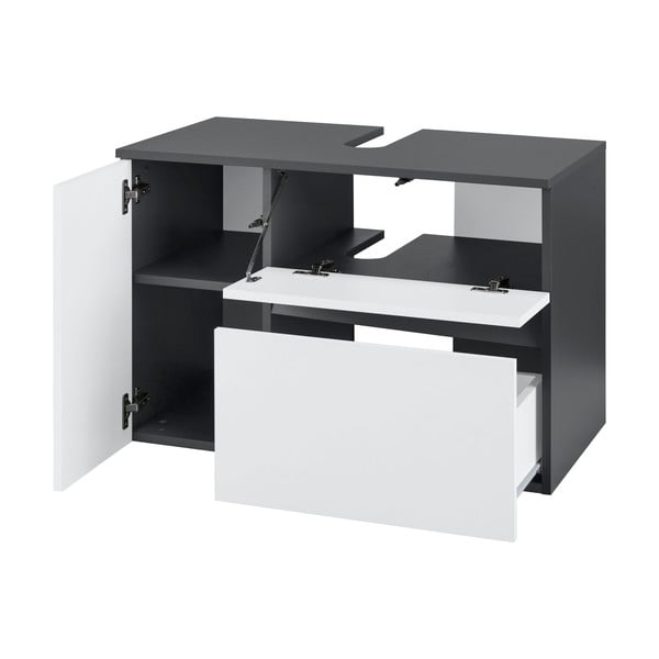 Bielo–antracitová závesná skrinka pod umývadlo 80x53 cm Wisla – Støraa-image-2