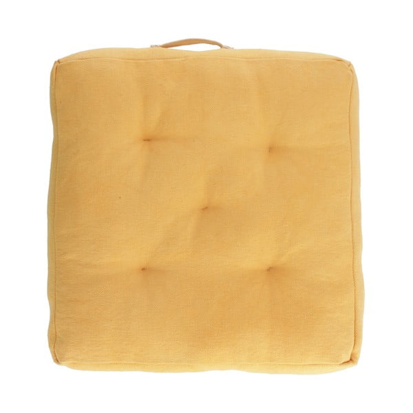 Žltý bavlnený sedák Kave Home Sarit, 60 x 60 cm
