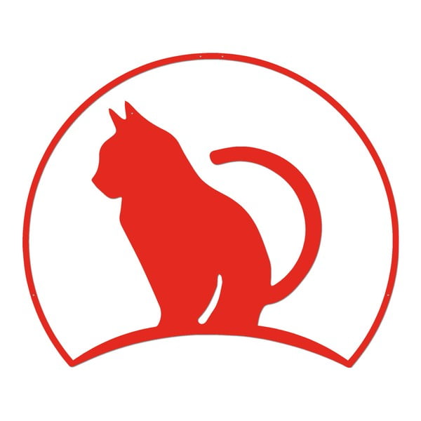 Červená kovová nástenná dekorácia Wall Decor Miss Cat