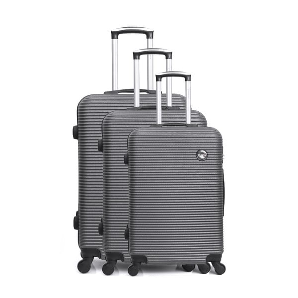 Sada 3 sivých cestovných kufrov na kolieskach Bluestar Vanity