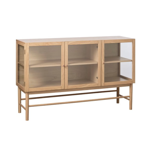 Vitrína z dubového dreva v prírodnej farbe 88x140 cm Elba – Unique Furniture-image-2