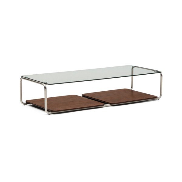 Tmavohnedý konferenčný stolík so sklenenou doskou 60x140 cm Tarsel – Kave Home-image-2