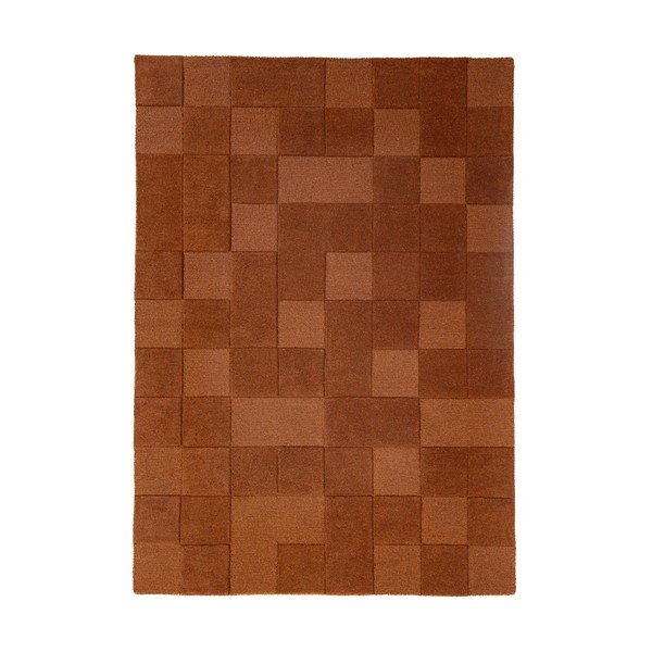 Ručne tkaný vlnený koberec v terakotovej farbe 200x290 cm Checkerboard – Flair Rugs