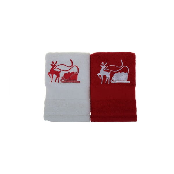 Sada 2 uterákov Kizaki Red & White, 50 x 100 cm