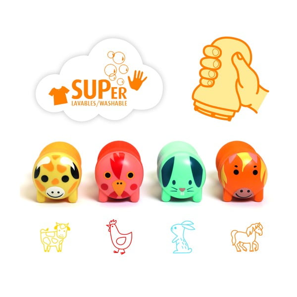 Detská pečiatka v súprave 4 ks Zvieratká z farmy - Djeco-image-1