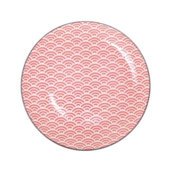 Červený porcelánový tanier Tokyo Design Studio Wave, ⌀ 20,6 cm